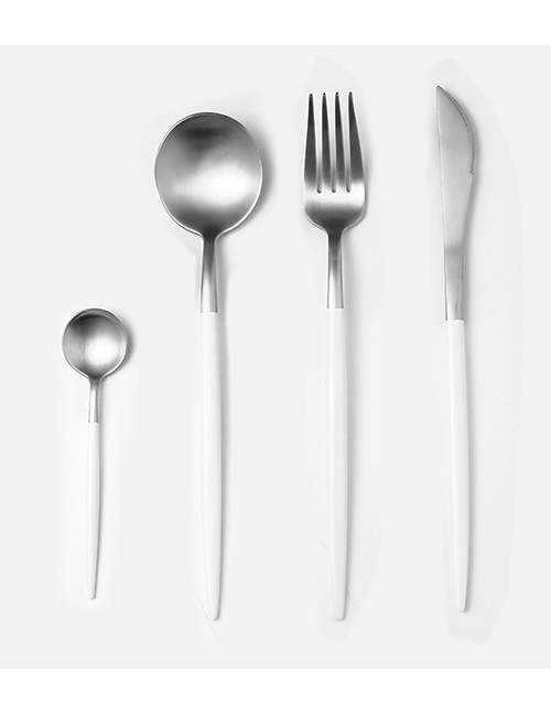 Fashion Silver Set Of 4 (cutlery Spoon + Coffee Spoon) 304 Stainless Steel Cutlery Cutlery Set