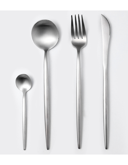 Fashion Silver 4 Piece Set (cutlery Spoon + Coffee Spoon) 304 Stainless Steel Cutlery Cutlery Set