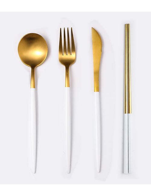 Fashion Platinum 4 Piece Set (cutlery Spoon + Chopsticks) 304 Stainless Steel Cutlery Cutlery Set