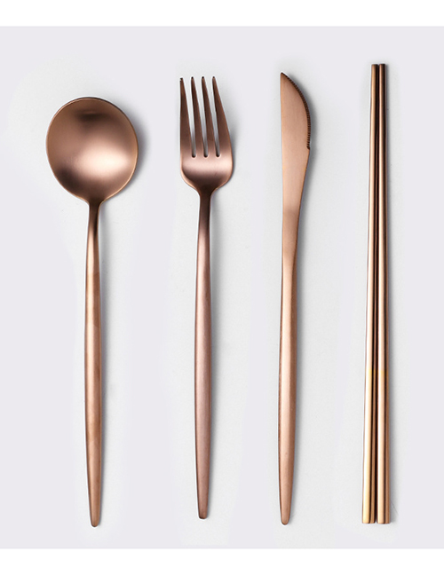 Fashion Rose Gold 4 Piece Set (cutlery Spoon + Chopsticks) 304 Stainless Steel Cutlery Cutlery Set