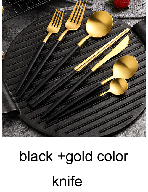 Fashion Black Gold Knife 304 Stainless Steel Cutlery