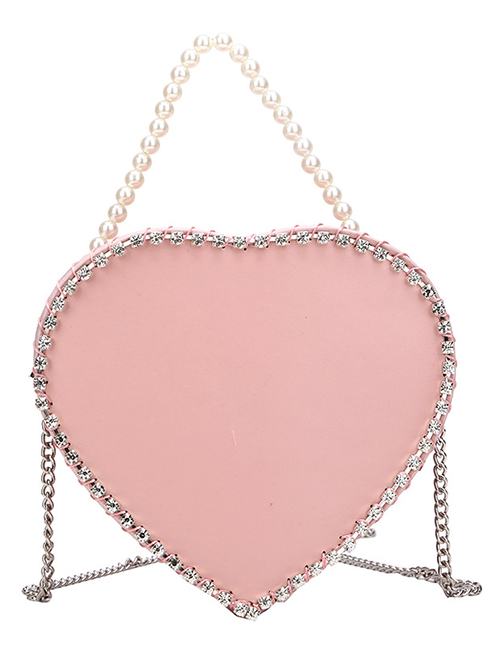 Fashion Pink Large Heart-chain Single Shoulder Messenger Bag