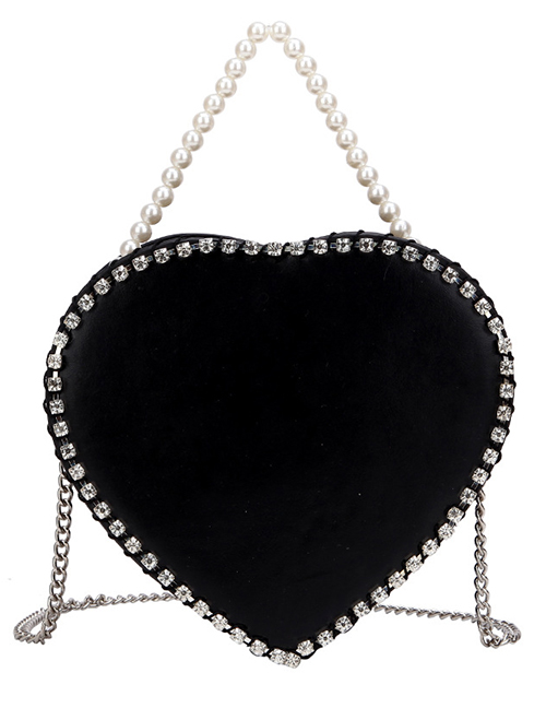 Fashion Black Trumpet Heart-chain Single Shoulder Messenger Bag