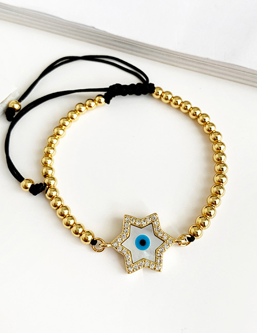 Fashion Gold Copper Inlaid Zircon Beaded Hexagonal Eye Bracelet