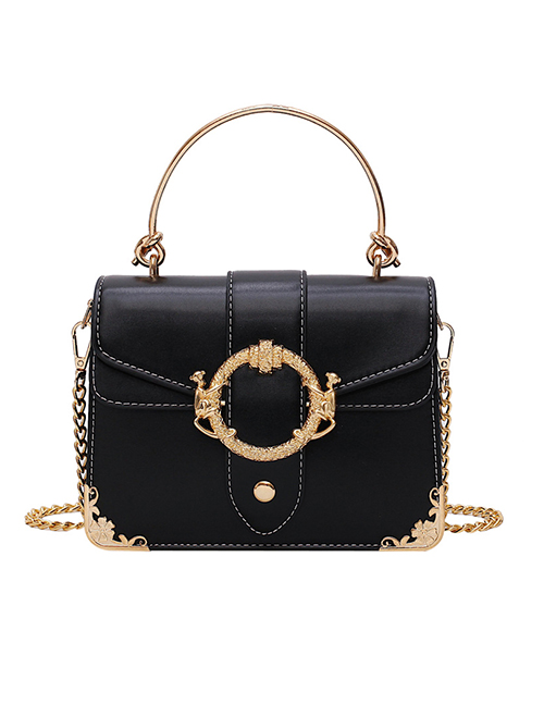 Fashion Small Black Chain Contrast Color Shoulder Messenger Bag
