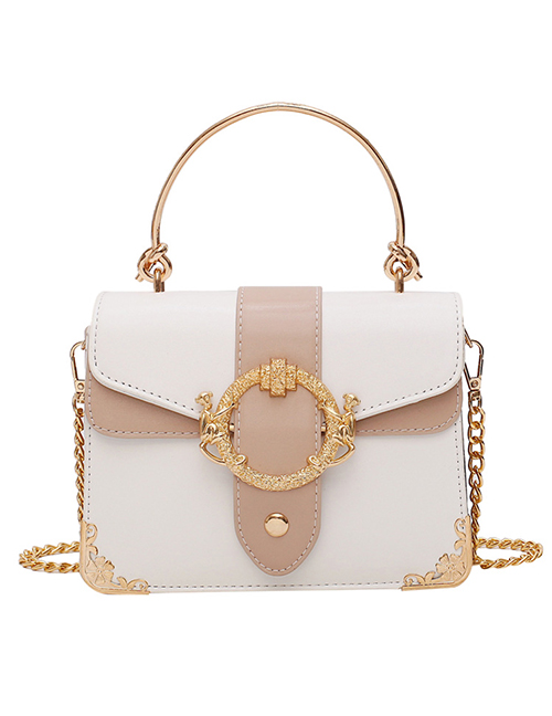 Fashion Small White Chain Contrast Color Shoulder Messenger Bag