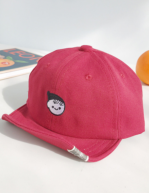 Fashion Little Girl Wine Red Cartoon Embroidered Baby Cap