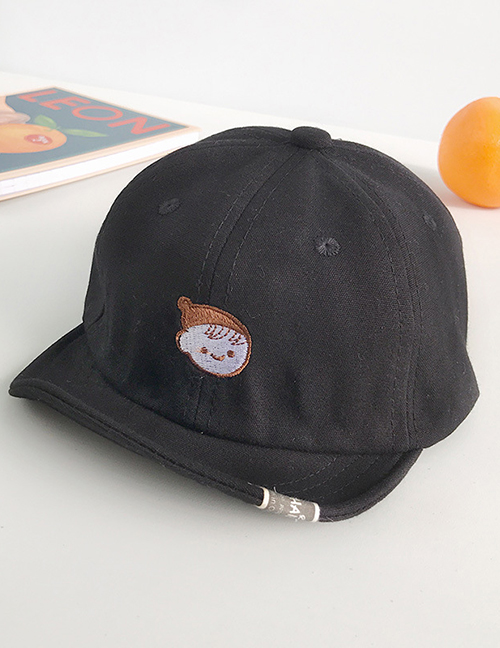 Fashion Little Girl Black Cartoon Embroidered Baby Cap