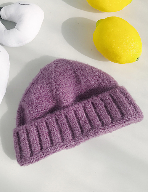 Fashion Thick Side Short Purple Wool Knit Parent-child Melon Cap