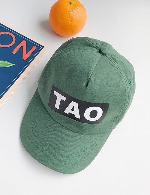 Fashion Tao Dark Green Letter Print Children's Baseball Cap