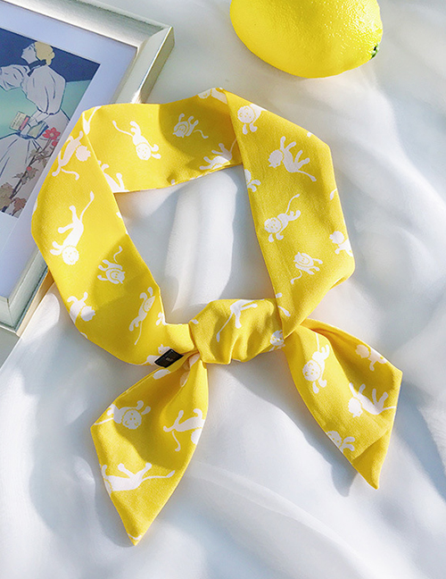 Fashion Chiffon Yellow Lion Double-sided Printing Strips 90cm