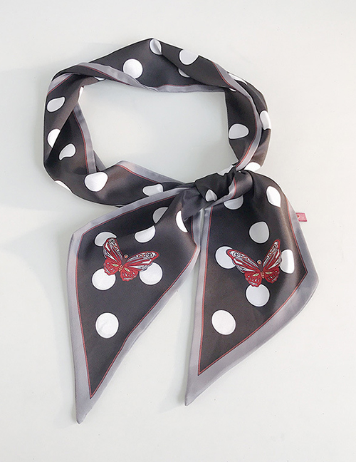 Fashion Butterfly Big Dot Black Background Printed Butterfly Scarf