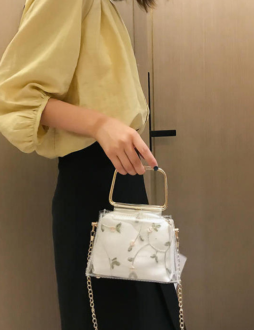 Fashion White Lace Transparent Chain Child Portable Messenger Bag