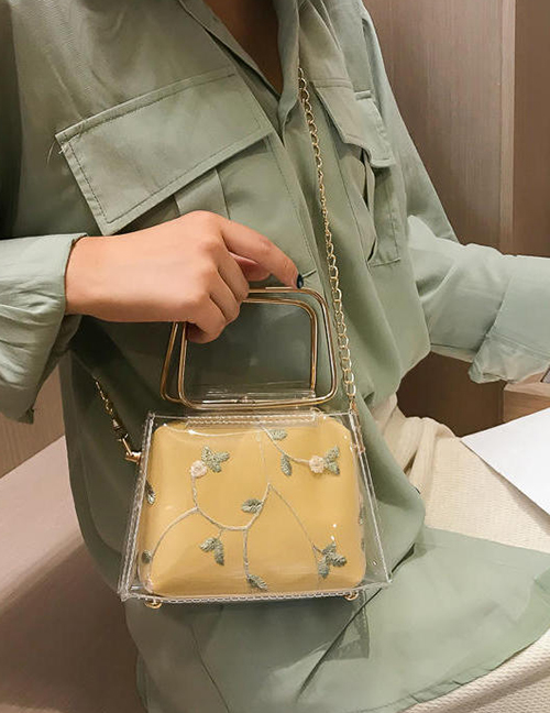 Fashion Yellow Lace Transparent Chain Child Portable Messenger Bag