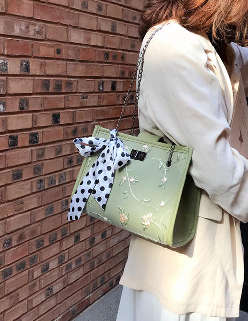 Fashion Green Scarf Turn Lock Shoulder Bag Shoulder Bag