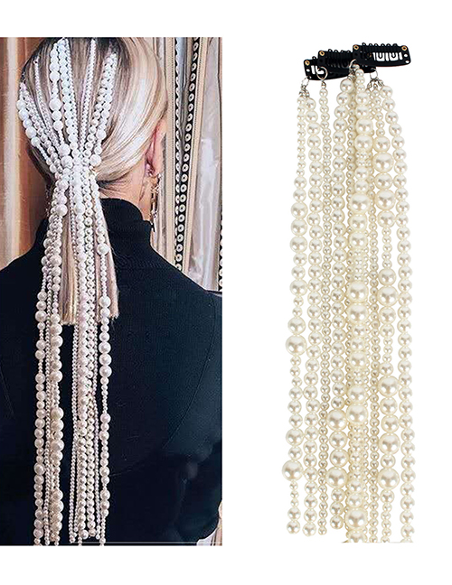 Fashion White Abs Imitation Pearl Hair Chain