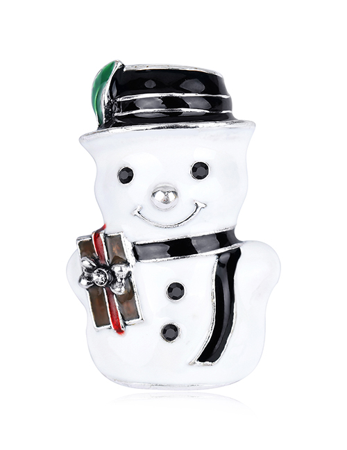 Fashion Black Alloy Drops Christmas Snowman Brooch