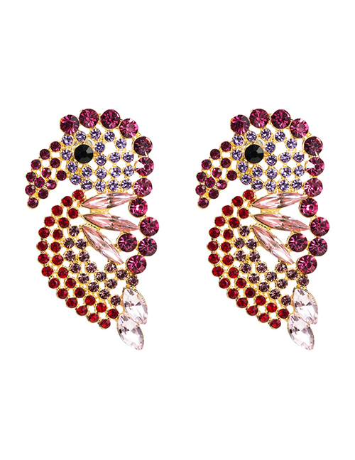 Fashion Rose Red Acrylic Diamond Stud Earrings