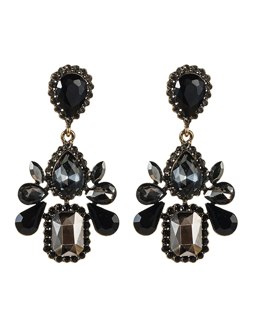 Fashion Black Multi-layer Drop-shaped Acrylic Diamond Earrings
