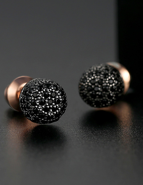 Fashion Black Zirconium Rose Gold Pavé Copper Inlaid Zirconium Stud Earrings