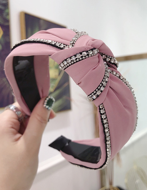 Fashion Pink Cloth-studded Knotted Wide-brimmed Headband