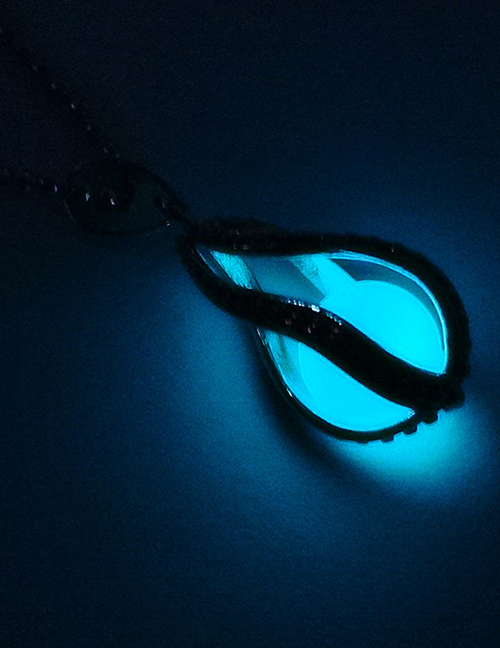 Fashion Light Blue Luminous Hollow Spiral Water Droplets Glowing Necklace
