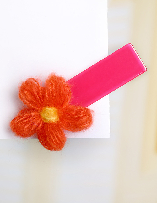 Fashion Orange Red Flower 7cm Duckbill Clip Acetate Plate Small Flower Duckbill Clip