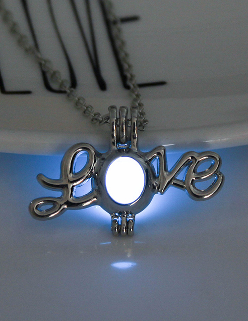 Fashion Sky Blue Open Love Glow Necklace