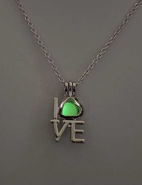 Fashion Yellow Green Love Hollow Fluorescent Necklace