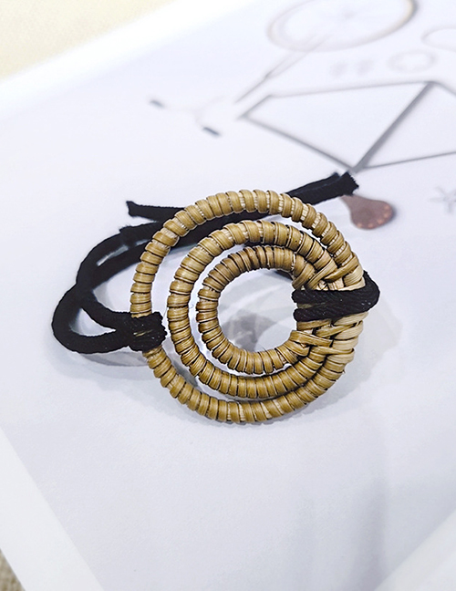 Fashion Brown Donut Hand-woven Hair Ring Braided Retro Geometric Pole Ponytail Bandage