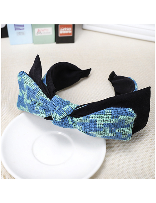 Fashion Sky Blue Double Bow Headband Fabric Color Double-layer Large Bow Wide-brimmed Headband