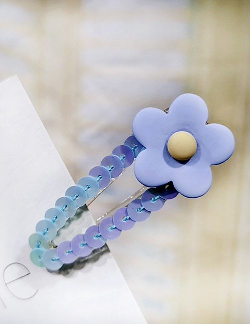 Fashion Blue Sequin Plum Blossom Duckbill Clip Small Flower Color Sequin Duckbill Clip Liu Seaside Clip