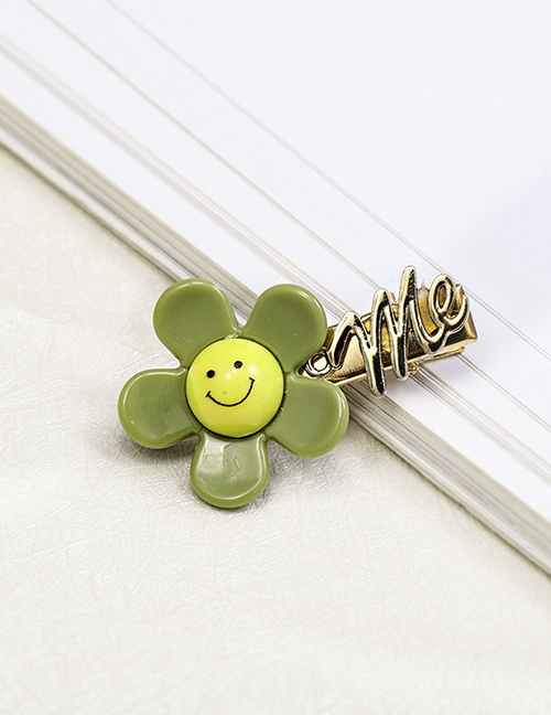 Fashion Green Sun Flower Duckbill Clip Acrylic Hairpin