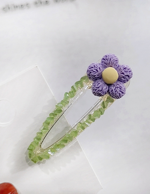 Fashion Purple Flower Rhinestone Drop-shaped Duckbill Clip Pearl Liu Seaside Clip Duckbill Clip