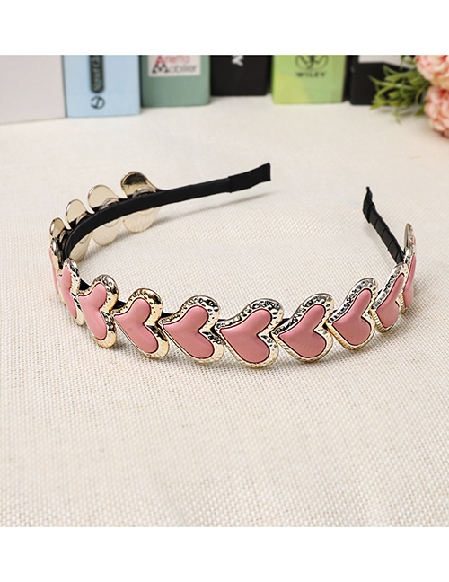 Fashion Pink Heart Ring Card Issuing Love Acrylic Alloy Headband