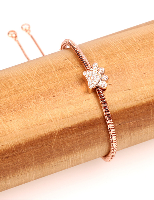 Fashion Rose Gold Bear's Paw-studded Adjustable Bracelet