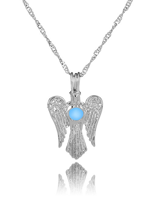 Fashion Sky Blue Wings Owl Wings Luminous Beads Necklace