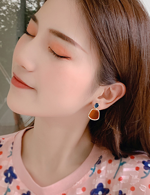 Fashion Orange Pale Pink Series Alloy Drop Oil Acrylic Stud Earrings