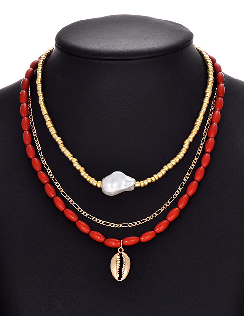 Fashion Color Alloy Beaded Pearl Resin Necklace Set Of 3