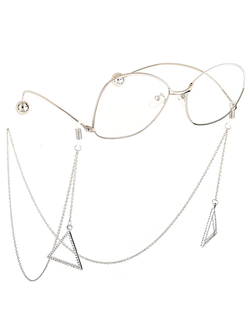 Fashion Silver Transparent Rhinestone Non-slip Triangle Glasses Chain