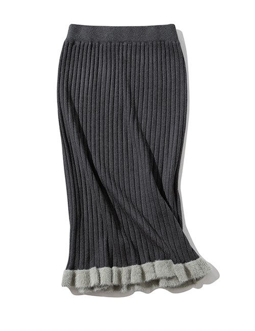 Fashion Black Colorblock Striped Skirt