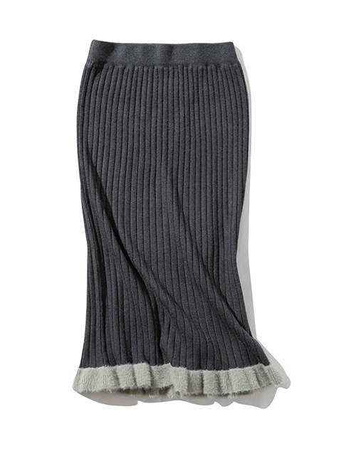 Fashion Gray Colorblock Striped Skirt