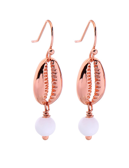 Fashion Pink Gold Shell Embossed Earrings