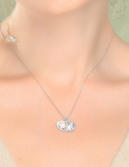 Fashion Silver Alloy Pearl Shell Necklace