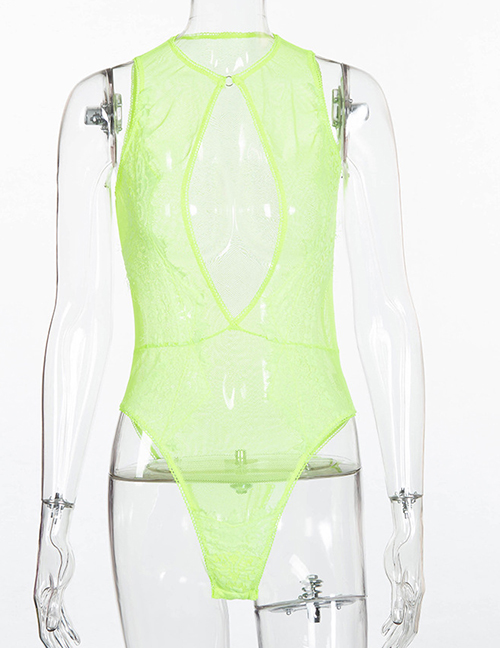 Fashion Fluorescent Yellow Lace Waist And Conjoined Lingerie