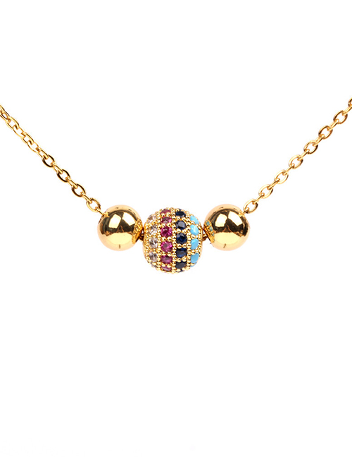 Fashion Ne0185-b Micro-inlaid Colored Diamond Ball Necklace