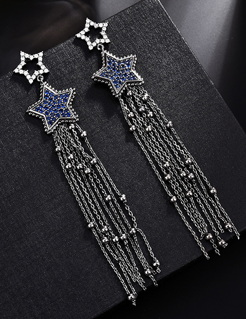 Fashion Silver  Silver Pin Star Tassel Earrings