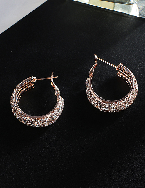 Fashion Rose Gold Claw Chain Multi-row Diamond Earrings