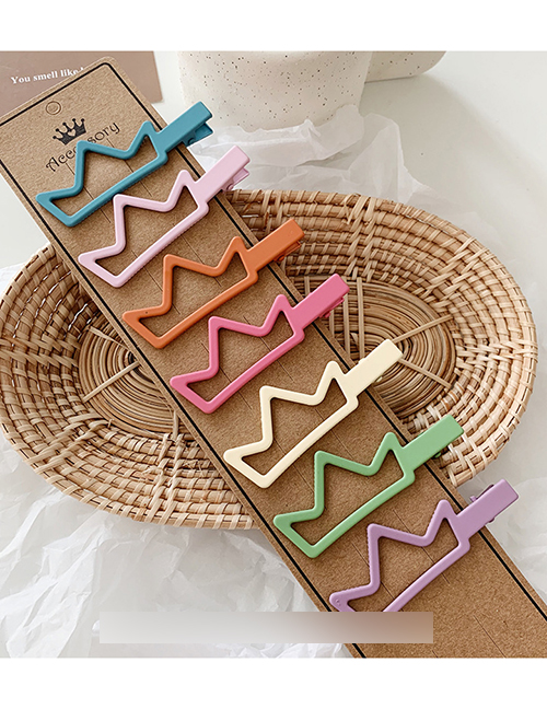 Fashion Crown Section / 7 Color Set Frosted Geometric Hair Clip Combination