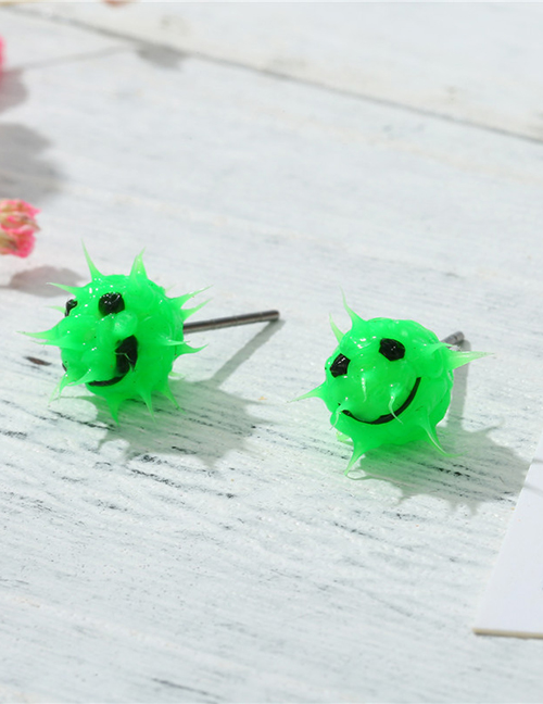 Fashion Smiley Green Round Resin Earrings